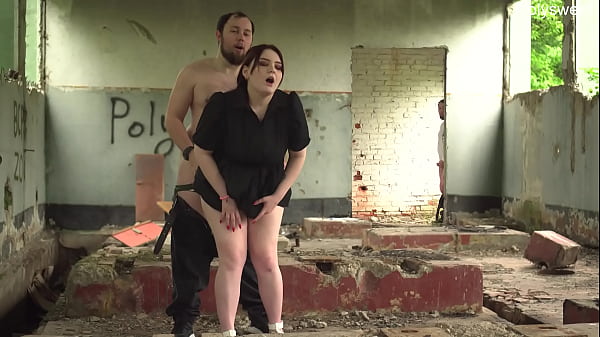 Hotwife cheats with Bull while cuckold watches from afar in decrepit warehouse