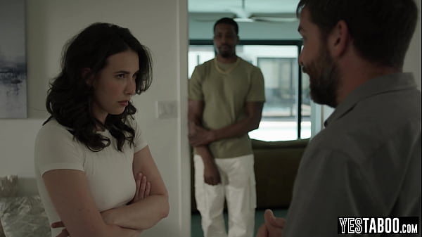 Curvy blonde mistress seduces naive husband while he watches and learns