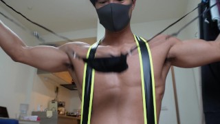 Hot Asian twinks model fetish gear in steamy nude photo session with surprising playtime