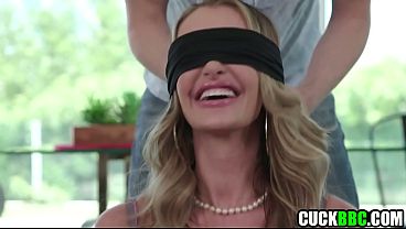 Blindfolded Housewife Enjoys Surprise BBC While Husband Watches