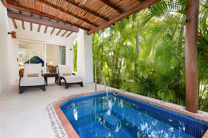 Desire Pearl Master Suite with Plunge Pool, a private ocean-view balcony pool under a palapa roof