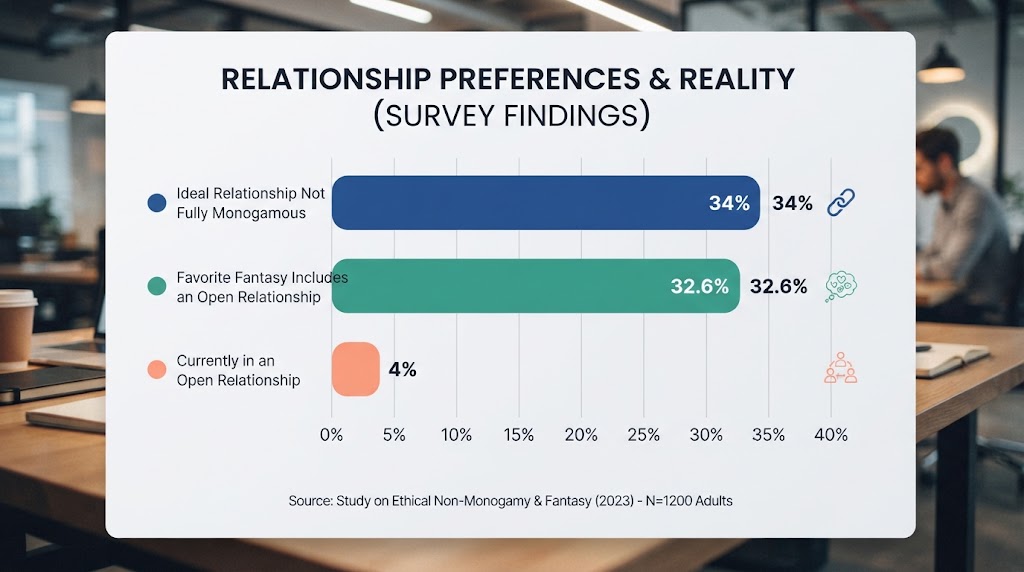chart comparing interest, fantasy and actual participation in consensual non monogamy